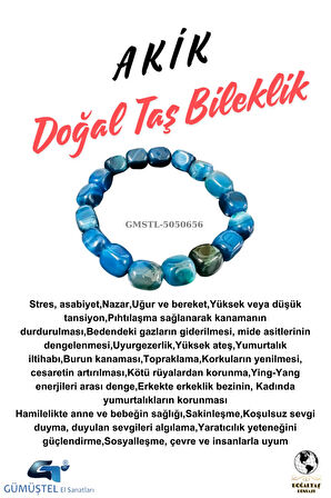 Sertifikalı Akik Doğal Taş Şekilsiz Bileklik