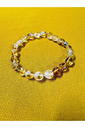 Sertifikalı Sitrin Doğal Taş Şekilsiz Tımbıl Bileklik AAA Kalite