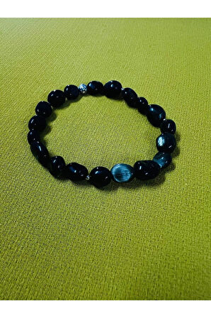 Sertifikalı Obsidyen Doğal Taş Şekilsiz Tımbıl Bileklik AAA Kalite Sürpriz Hediyeli