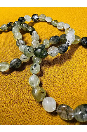 Sertifikalı Prehnite Doğal Taş Şekilsiz Tımbıl Bileklik AAA Kalite Sürpriz Hediyeli