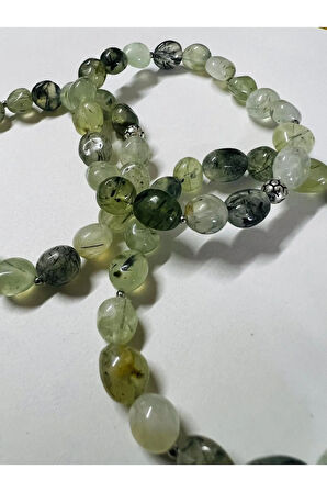 Sertifikalı Prehnite Doğal Taş Şekilsiz Tımbıl Bileklik AAA Kalite Sürpriz Hediyeli
