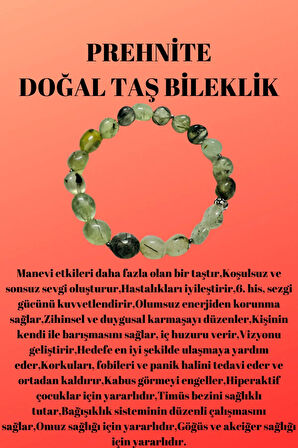 Sertifikalı Prehnite Doğal Taş Şekilsiz Tımbıl Bileklik AAA Kalite Sürpriz Hediyeli