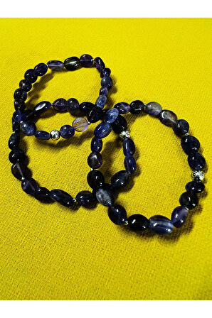 Sertifikalı Ametist Doğal Taş Şekilsiz Tımbıl Bileklik AAA Kalite Sürpriz Hediyeli