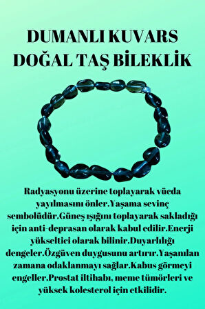 Sertifikalı Dumanlı Kuvars Doğal Taş Şekilsiz Tımbıl Bileklik AAA Kalite Sürpriz Hediyeli