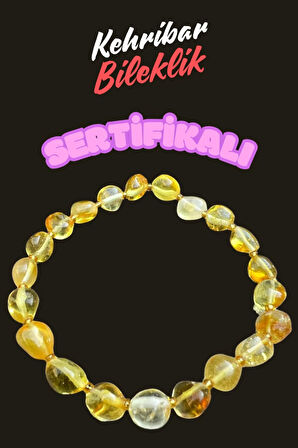 Sertifikalı Damla Kehribar Yetişkin Bileklik Unisex AAA Kalite Sürpriz Hediyeli