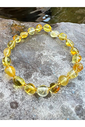 Sertifikalı Damla Kehribar Yetişkin Bileklik Unisex AAA Kalite Sürpriz Hediyeli