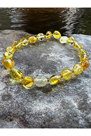 Sertifikalı Damla Kehribar Yetişkin Bileklik Unisex AAA Kalite Sürpriz Hediyeli