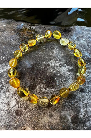 Sertifikalı Damla Kehribar Yetişkin Bileklik Unisex AAA Kalite Sürpriz Hediyeli