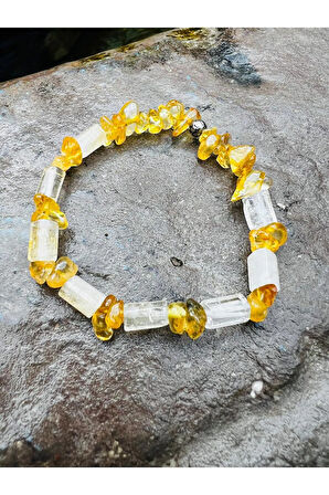 Sertifikalı Sitrin Taşı Tasarım Bileklik Orijinal Doğal Taş AAA Kalite