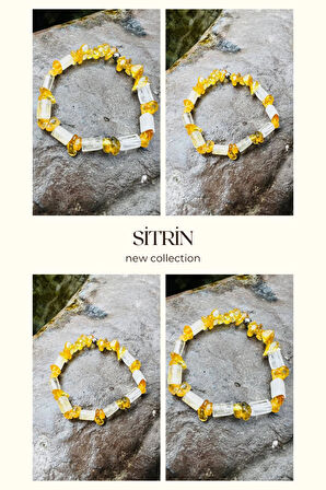 Sertifikalı Sitrin Taşı Tasarım Bileklik Orijinal Doğal Taş AAA Kalite