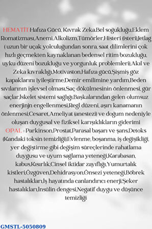Sertifikalı Hematit & Opal Doğal Taş Kolye