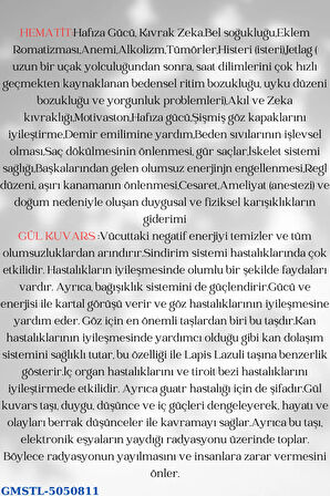 Sertifikalı Hematit & Gül Kuvars Doğal Taş Kolye