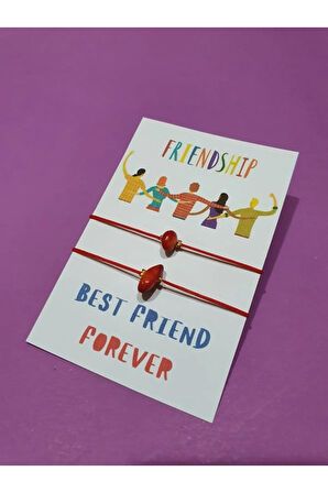 Dostluk Mercan Doğal Taşlı İp Bileklik