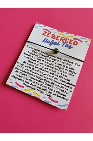 Doğal Zeberced Taşı Bileklik 6mm Orijinal Doğal Taş