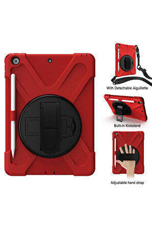iPad 5 Air 9.7 Kılıf Amazing Tablet Kapak - Kırmızı-(5796)