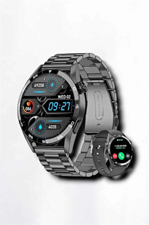 Suya Dayanıklı Dokunmatik Akıllı Saat Bluetooth 5.0 Sesli Asistan ve Sağlık Ta