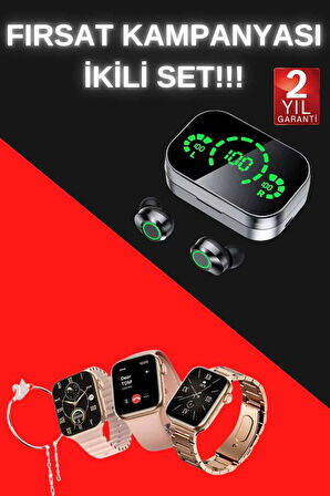 Yeni Nesil Kaliteli Akıllı Saat ve Kablosuz Bluetooth Kulaklık Yüksek Ses Kalite