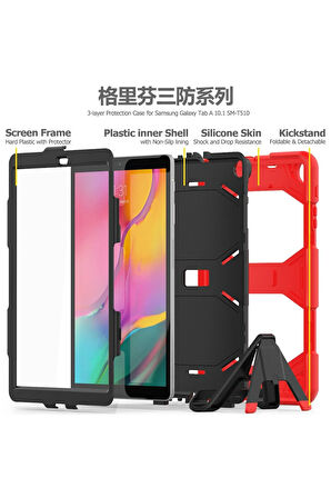 Samsung Galaxy T510 Tab A 10.1 Kılıf Griffin Tablet Kapak - Kırmızı-(5796)