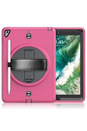 iPad 5 Air 9.7 Kılıf Strap-C Otterbox Tablet Kapak - Pembe-(5796)