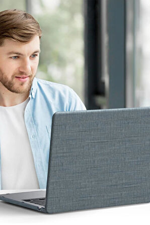 Macbook Air 13.6 Macbook Kumaş Kapak - Gri-(5796)