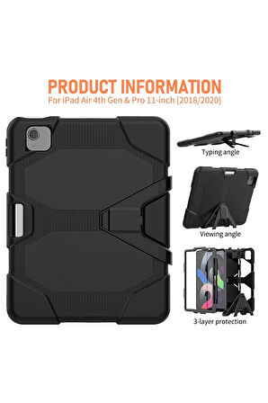 iPad Pro 11 (2020) Kılıf Griffin Tablet Kapak - Siyah-(5796)