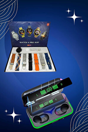 Powerbank Bluetooth Kulaklık Ve Akıllı Saat 7 Kordonlu Metal Kordon Plastik Kordo