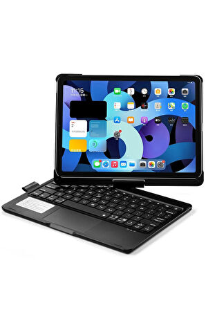 iPad Pro 11 (2021) Kılıf Magic Dönen Klavyeli Tablet Kılıf - Siyah-(5796)