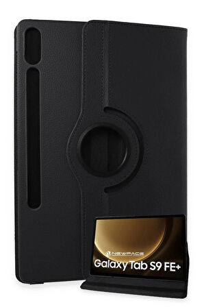 Samsung Galaxy X610 Tab S9 FE Plus 12.4 Kılıf 360 Tablet Deri Kılıf - Siyah-(579