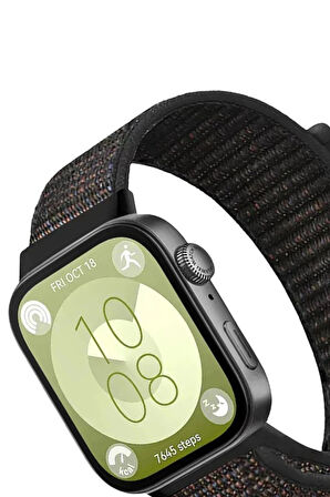 Huawei Fit 4 Hasırlı Cırtcırtlı Kordon - Siyah-(5796)