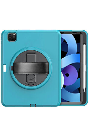 iPad Pro 11 (2018) Kılıf Hand Strap Tablet Kılıfı - Turkuaz-(5796)