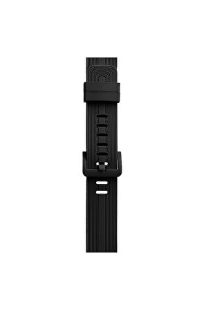 Apple Watch 42mm KR408 Çizgili Silikon Kordon - Siyah-(5796)