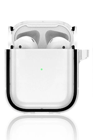 Airpods 4 (4.nesil) Shiny Şeffaf Kılıf - Siyah-(5796)