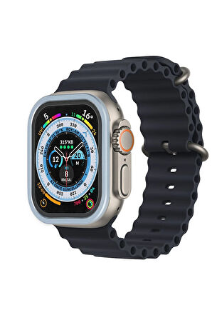 Apple Watch Ultra 49mm Alüminyum Kasa Cam Ekran Koruyucu - Mavi-(5796)
