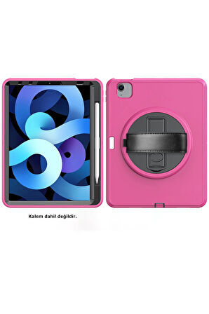 iPad 2022 10.9 (10.nesil) Kılıf Hand Strap Tablet Kılıfı - Pembe-(5796)