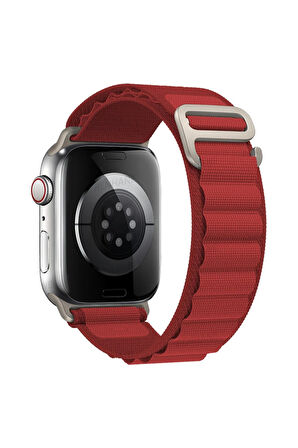 Apple Watch 42mm Mountain Kordon - Kırmızı-(5796)