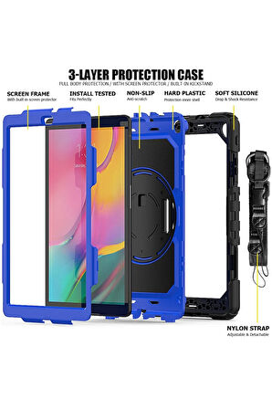 Samsung Galaxy T290 Tab A 8 Kılıf Pars Tablet Kapak - Mavi-(5796)