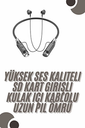 120 Saat Bluetooth Kulaklık Kablolu Boyun Askılı SD Kart Girişli ANC Özellikli