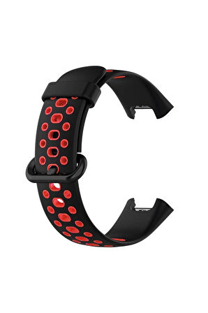 Xiaomi Redmi Watch 2 Spor Delikli Kordon - Siyah-Kırmızı-(5796)