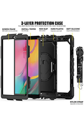 Samsung Galaxy T510 Tab A 10.1 Kılıf Pars Tablet Kapak - Siyah-(5796)