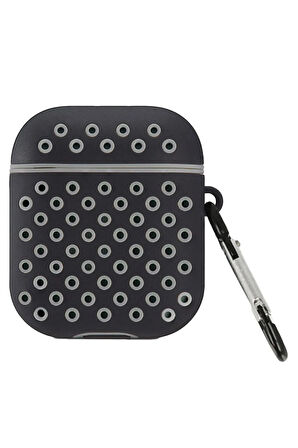 Airpods 2 (2.nesil) Spor Delikli Kılıf - Siyah-Gri-(5796)