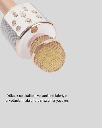 Karaoke Mikrofonu Bluetooth USB AUX Girişli Yankı Efektli