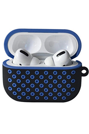 Airpods Pro 2 (2.nesil) Spor Delikli Kılıf - Siyah-Mavi-(5796)