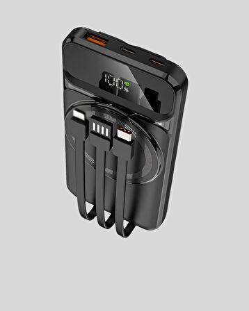 10000 mAh Kablosuz Powerbank – 15W Hızlı Şarj Type-C Çoklu Çıkışlı