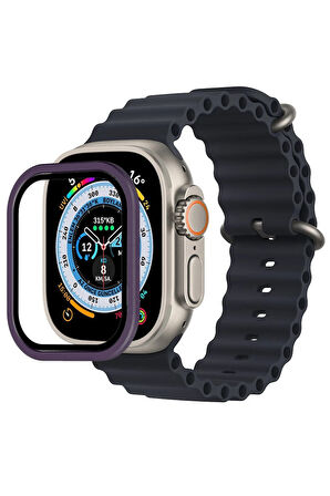 Apple Watch Ultra 49mm Alüminyum Kasa Cam Ekran Koruyucu - Mor-(5796)