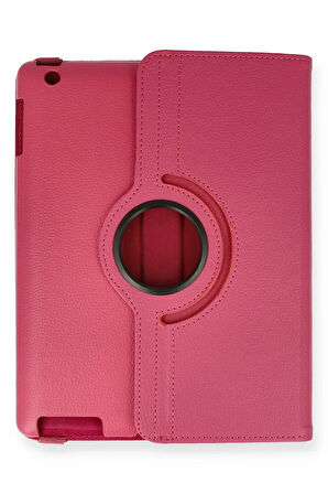 iPad 4 9.7 Kılıf 360 Tablet Deri Kılıf - Pembe-(5796)
