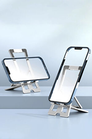 CM23 Ayarlanabilir Katlanabilir Masaüstü Telefon Tutucu - Gümüş-(5796)