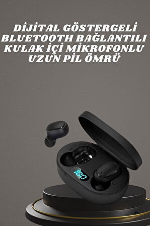 Bluetooth Kulaklık TWS Yüksek Ses Kaliteli Kesintisiz Dijital Göstergeli Kulaklı