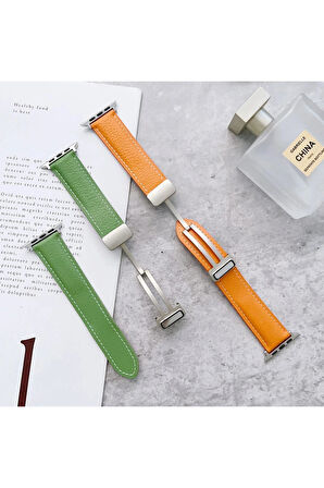 Apple Watch 38mm KR414 Daks Deri Kordon - Pembe-(5796)