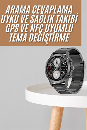 Akıllı Saat Çelik Kordon Çağrı Cevaplama Amoled Ekran Titreşimli Uyku ve Sağ