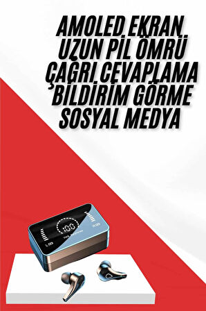 TWS Bluetooth Kulaklık Aynalı Kulaklık Dijital Göstergeli Dokunmatik Kontrol
